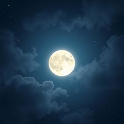 A dreamy night sky background featuring a large, luminous full moon shining brightly amidst a sea of twinkling stars