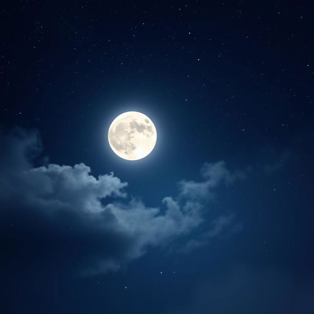 A dreamy night sky background featuring a large, luminous full moon shining brightly amidst a sea of twinkling stars