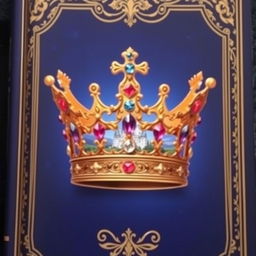 A captivating book cover featuring an exquisite royal crown, designed with elegant gems and ornate details, symbolizing majesty