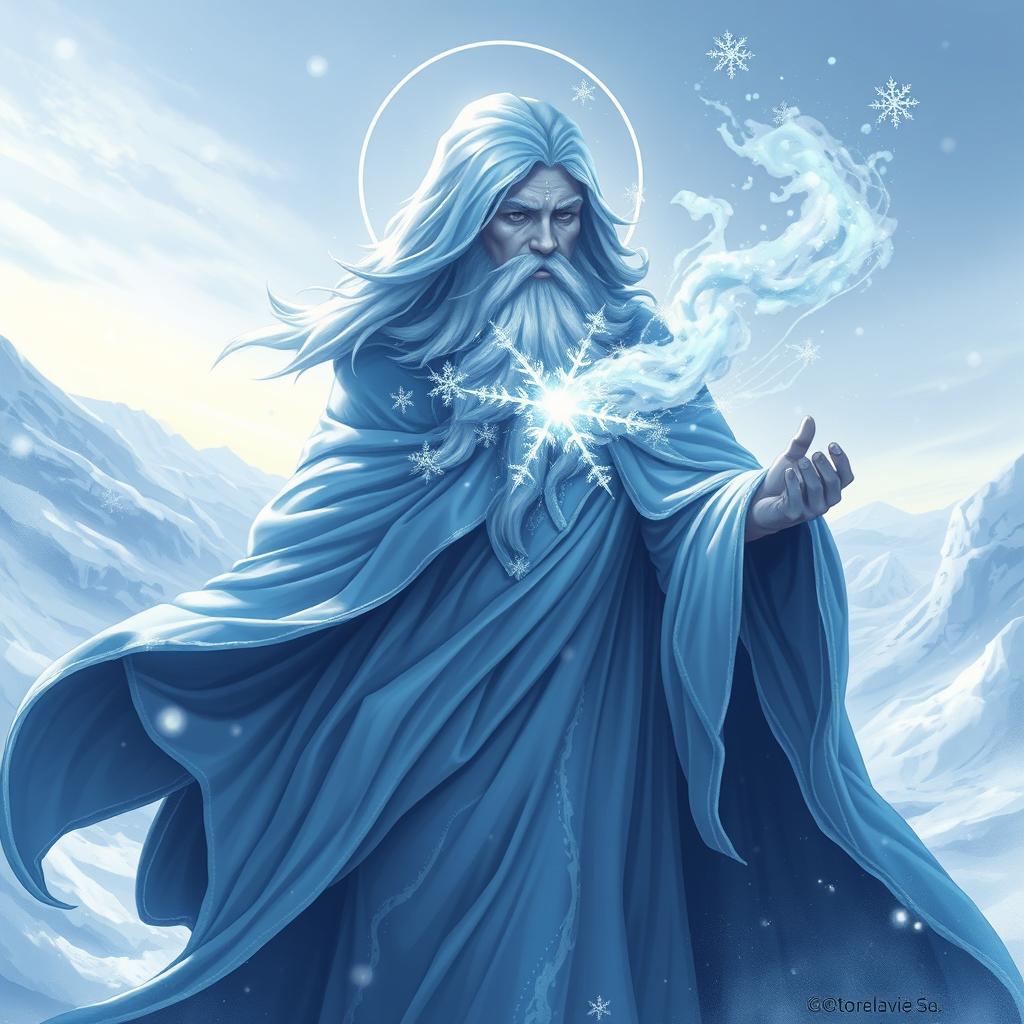 A mesmerizing illustration of Glacius, the God of Frost and Preservation