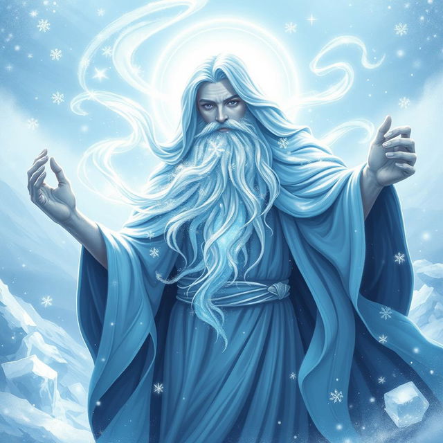 A mesmerizing illustration of Glacius, the God of Frost and Preservation