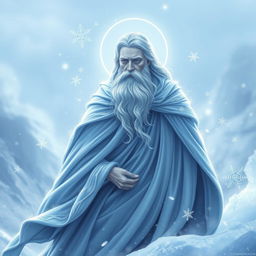 A serene depiction of Glacius, the God of Frost and Preservation