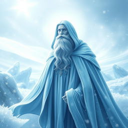 A serene depiction of Glacius, the God of Frost and Preservation