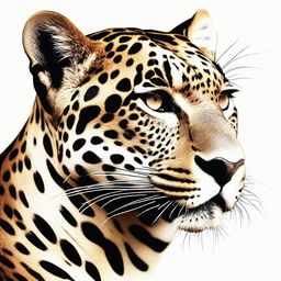 A highly detailed, side-profile image of a jaguar, with its face turned forward.