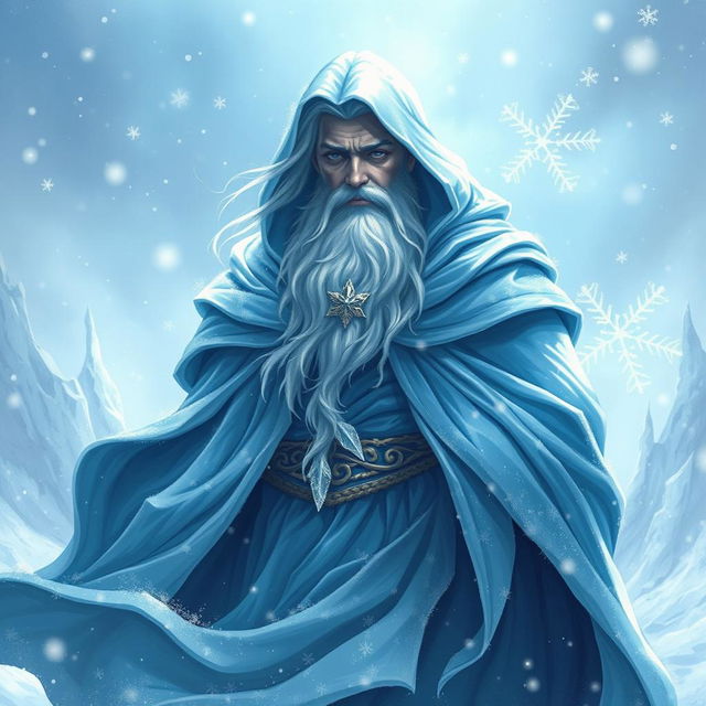 A stunning DnD art style depiction of Glacius, the God of Frost and Preservation