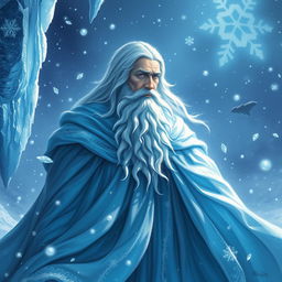 A stunning DnD art style depiction of Glacius, the God of Frost and Preservation