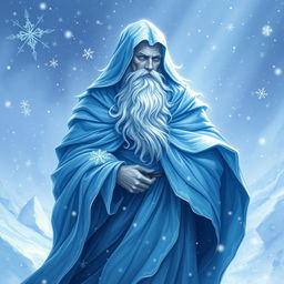 A stunning DnD art style depiction of Glacius, the God of Frost and Preservation
