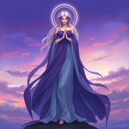 A captivating illustration of Vespera, the Goddess of Twilight and Harmony