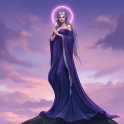 A captivating illustration of Vespera, the Goddess of Twilight and Harmony