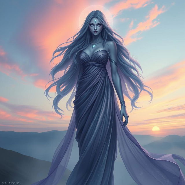 A stunning depiction of Vespera, the Goddess of Twilight and Harmony