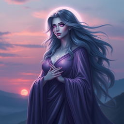 A stunning depiction of Vespera, the Goddess of Twilight and Harmony