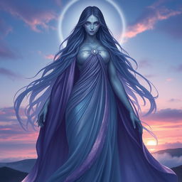 A stunning depiction of Vespera, the Goddess of Twilight and Harmony