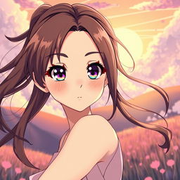 A beautifully illustrated anime girl with striking features and vibrant colors, posing confidently in a creative and artistic manner