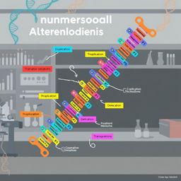 A vibrant illustration depicting numerical chromosomal alterations in a biological context