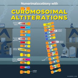 A vibrant illustration depicting numerical chromosomal alterations in a biological context