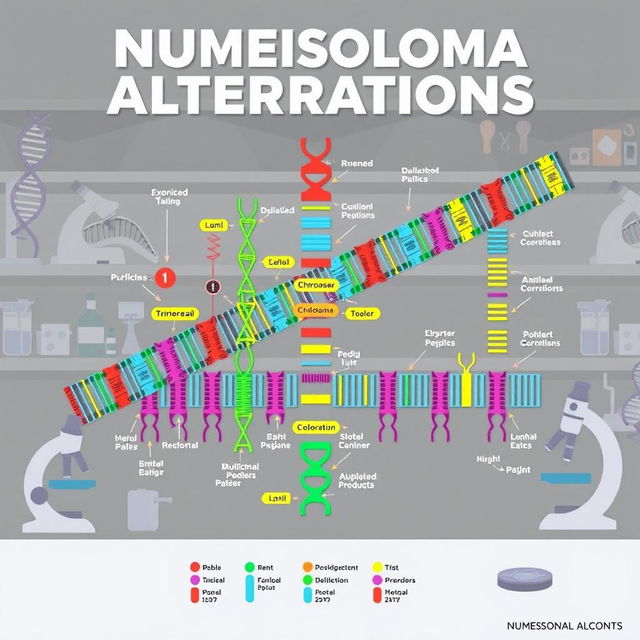 A vibrant illustration depicting numerical chromosomal alterations in a biological context