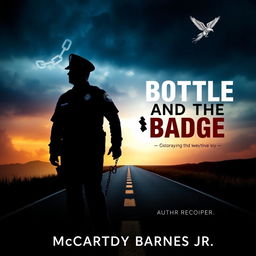 A striking image featuring the silhouette of a police officer standing resolutely at a crossroads, with a broken badge in hand, symbolizing a crucial moment of decision