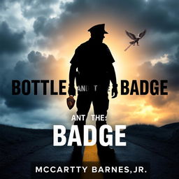 A striking image featuring the silhouette of a police officer standing resolutely at a crossroads, with a broken badge in hand, symbolizing a crucial moment of decision