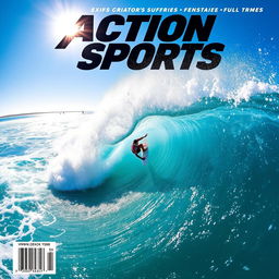 A dynamic and thrilling scene of a surfer effortlessly riding a massive, crashing wave, showcasing their skill and passion for action sports