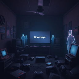 An artistic depiction of a dystopian future where a popular streaming platform has ended