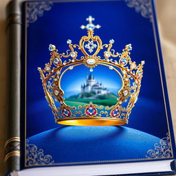 An enchanting book cover showcasing a regal queen's crown, exquisitely crafted with sparkling gemstones and delicate embellishments