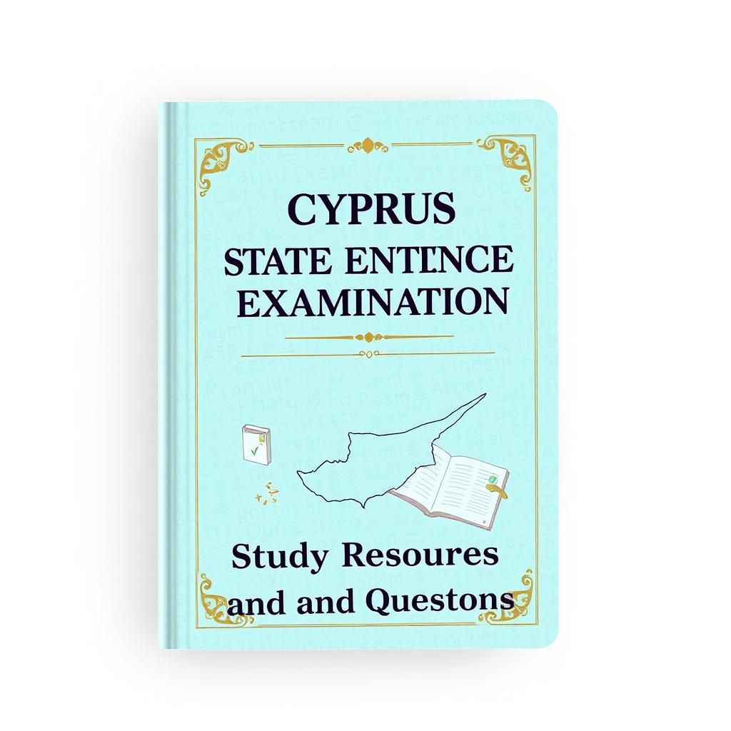 A book cover design for 'Cyprus State Entrance Examination Study Resources and Questions'