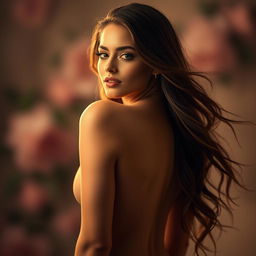 A stunning figure of a beautiful woman with an alluring pose, elegantly showcasing her curves in an artistic manner