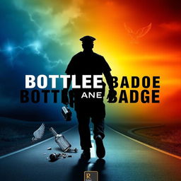 A striking image depicting the silhouette of a police officer walking away from a shattered liquor bottle at a crossroads, symbolizing a pivotal moment of decision