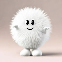 A charming promotional mascot designed to resemble a fluffy cotton ball with hands and feet, visually conveying softness.