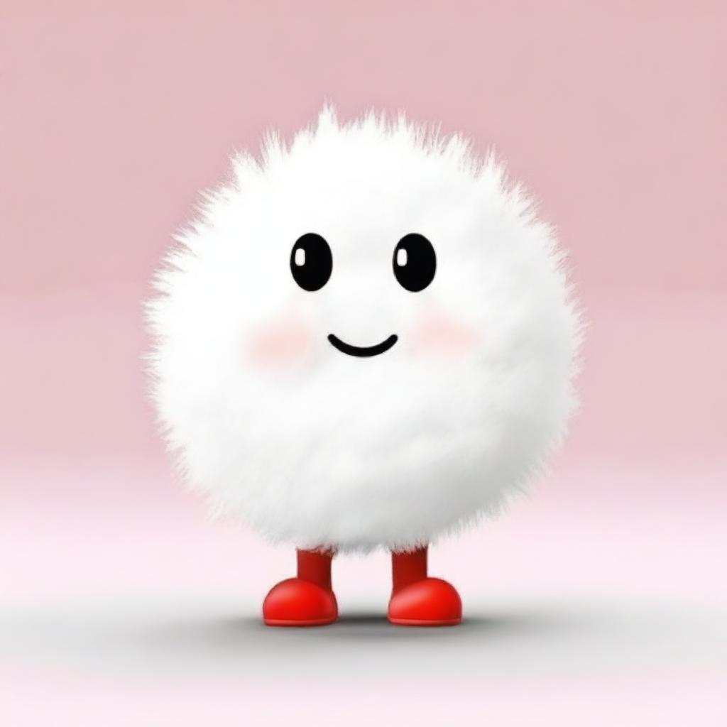 A charming promotional mascot designed to resemble a fluffy cotton ball with hands and feet, visually conveying softness.