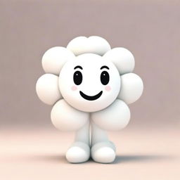 A delightful promotional mascot designed like a soft cotton flower with hands and feet, visually encapsulating tenderness.