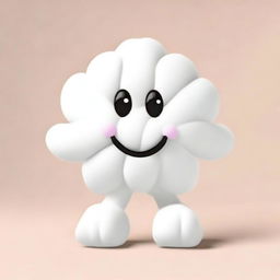 A delightful promotional mascot designed like a soft cotton flower with hands and feet, visually encapsulating tenderness.