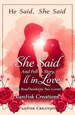 A romantic and elegant book cover for a love-themed ebook titled *He Said, She Said And Fell in Love*