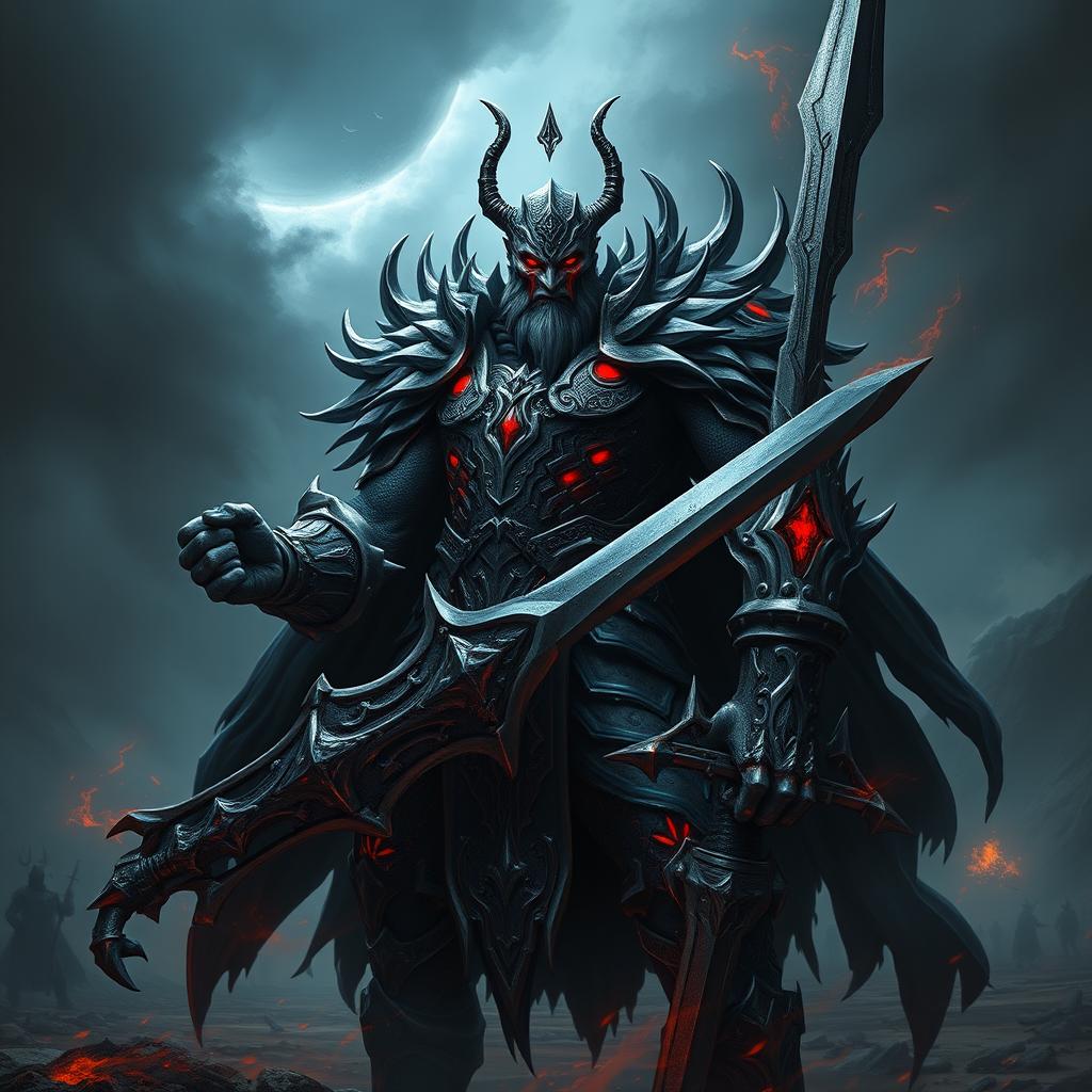 A powerful and imposing figure, a Deathknight inspired by the character Sukuna