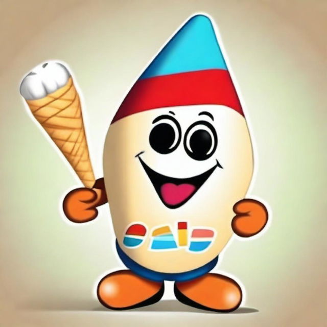 A friendly, multicolored promotional mascot designed as a cone of thread with hands and feet, exuding softness and bearing the slogan 'PERFECTA' on its chest