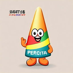 A friendly, multicolored promotional mascot designed as a cone of thread with hands and feet, exuding softness and bearing the slogan 'PERFECTA' on its chest