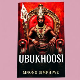 A striking book cover titled 'UBUKHOSI' featuring a powerful black man seated confidently on an ornate throne chair