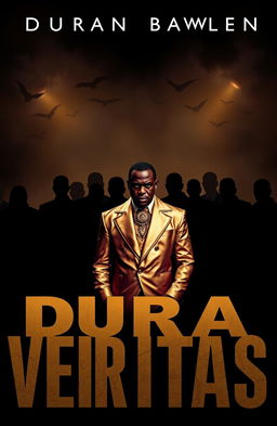 A dramatic book cover for a fictional novel titled 'Dura Veritas'