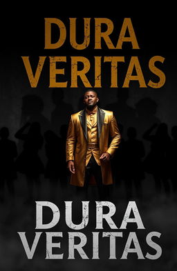 A dramatic book cover for a fictional novel titled 'Dura Veritas'