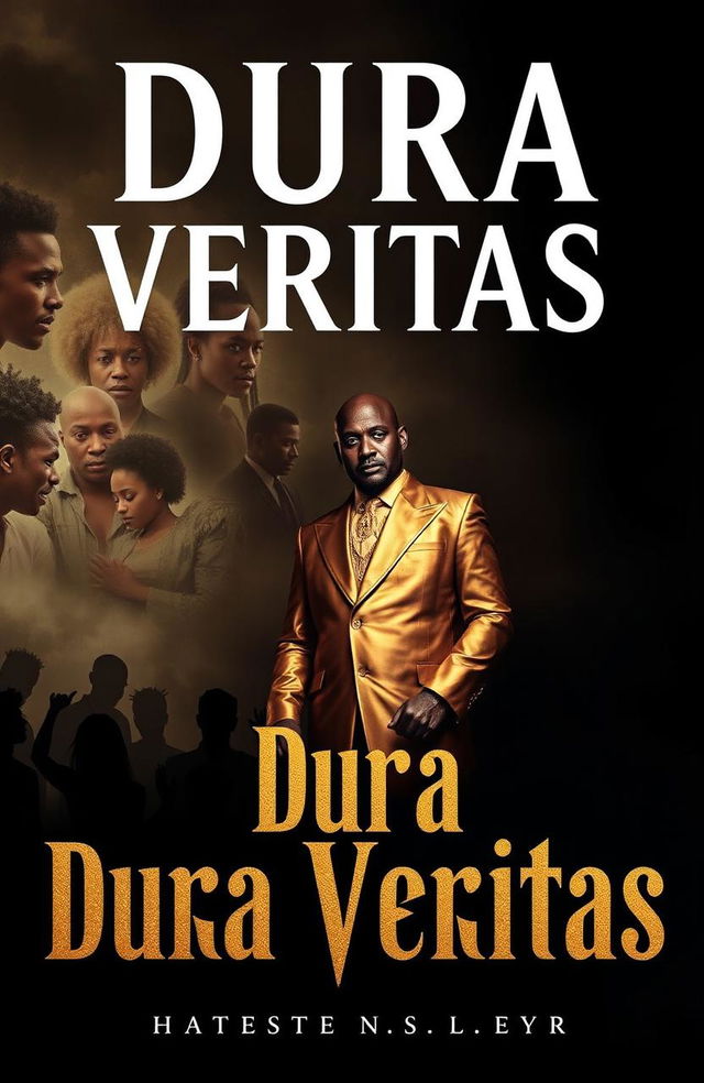 A dramatic book cover for a fictional novel titled 'Dura Veritas'