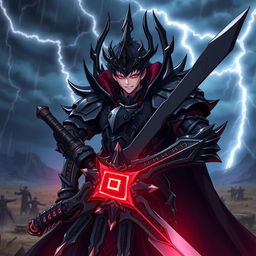 Sukuna from Jujutsu Kaisen anime reimagined as a menacing Deathknight, donning elaborate, dark armor with a gothic aesthetic