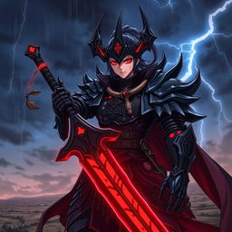 Sukuna from Jujutsu Kaisen anime reimagined as a menacing Deathknight, donning elaborate, dark armor with a gothic aesthetic