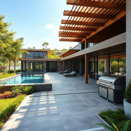 A striking exterior design of a contemporary luxury spa, featuring expansive floor-to-ceiling windows that enhance views and create a strong connection with the surrounding natural landscape