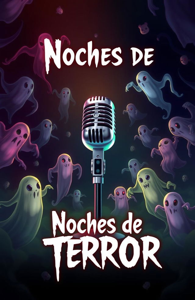 A podcast cover titled 'Noches de Terror' featuring a captivating design that embodies mystery and horror