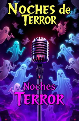 A podcast cover titled 'Noches de Terror' featuring a captivating design that embodies mystery and horror