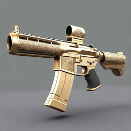 An M4A1 rifle radiating with extravagance, decorated with a polished gold body and inlaid with stunning diamonds.