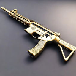 An M4A1 rifle radiating with extravagance, decorated with a polished gold body and inlaid with stunning diamonds.