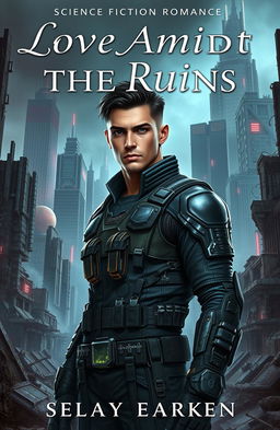 A science fiction romance book cover featuring a character resembling Enhypen's Jay depicted as a soldier chief in a futuristic setting