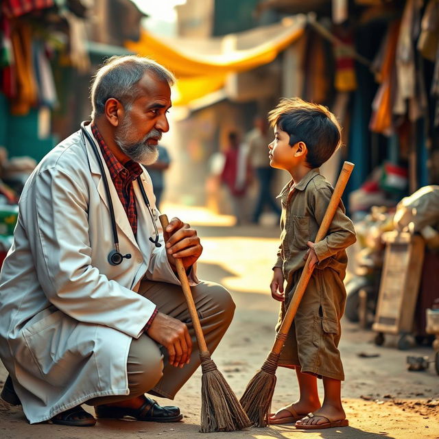 A poignant scene capturing the emotional connection between a Cochin Jewish doctor and a 15-year-old Palestinian sweeper boy