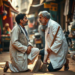 A poignant scene capturing the emotional connection between a Cochin Jewish doctor and a 15-year-old Palestinian sweeper boy